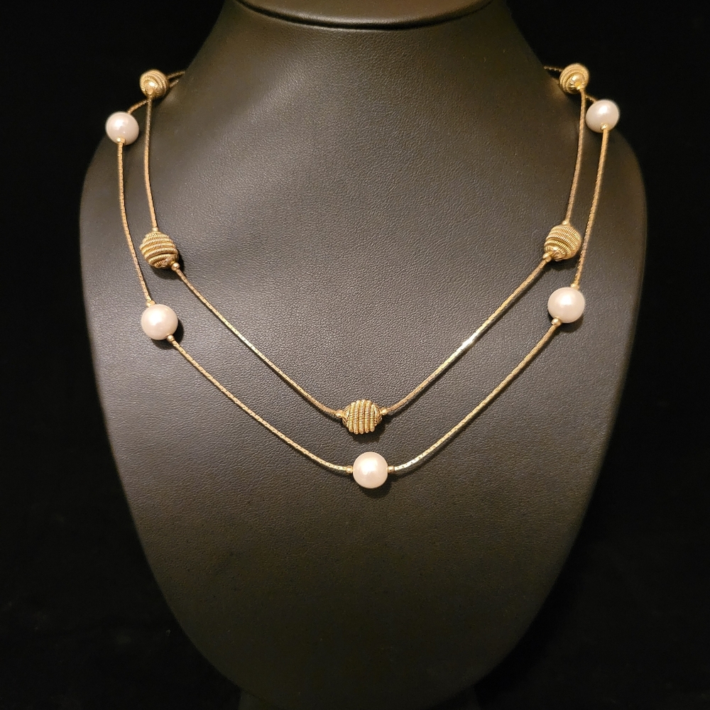 Estate Korea Double Strand Faux Pearl Necklace
